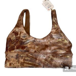 NWT New LULULEMON Align Sports Bra Shine Metallic Tan Gold Metallic Tie Dye 6